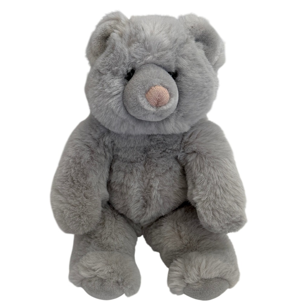 Vintage 1985 Gund Grey Teddy Bear Plush Soft Faux Fur Pink Nose 10.5 Inch
